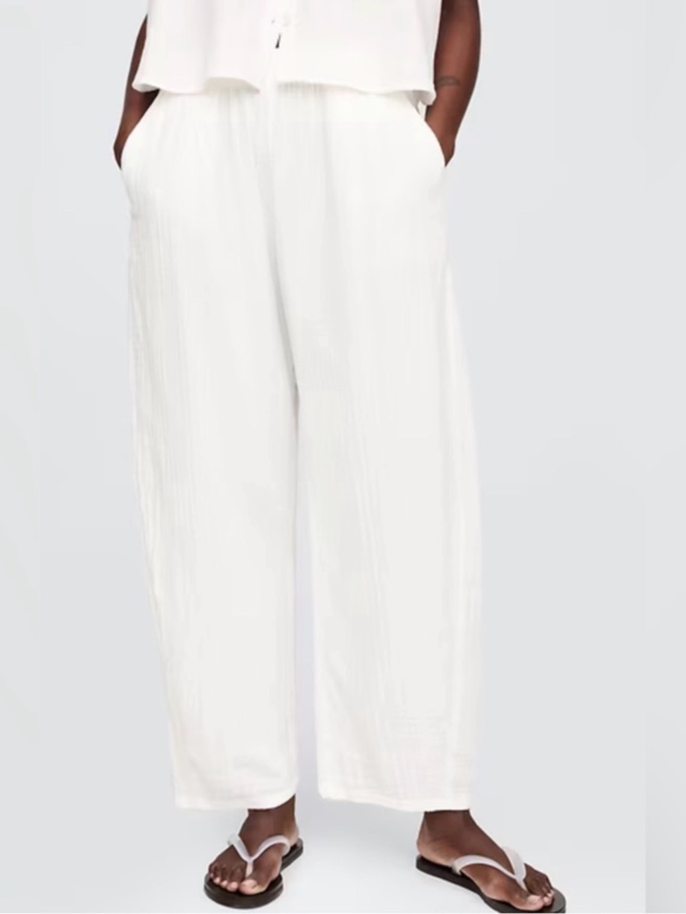 NEW! GAP White Cotton Gauze Easy Barrel Pants - 713952 🩷